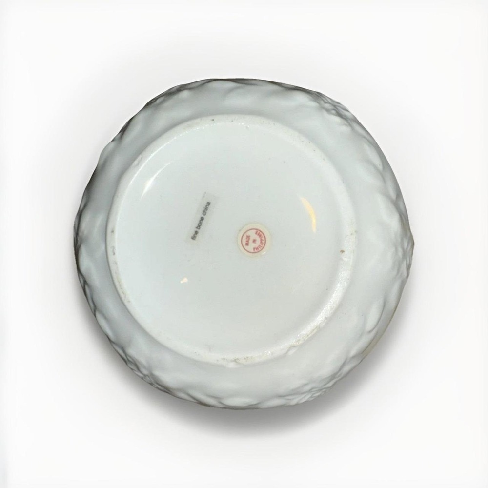 Fine Bone China Applied Pink Rose Reticulated Scalloped Bowl Made in Philippines - Picture 5 of 5